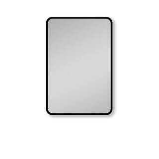 24 in. W x 30 in. H Rectangular Black Metal Framed Wall RecessedSurface Mount Bathroom Medicine Cabinet with Mirror GM-H-897