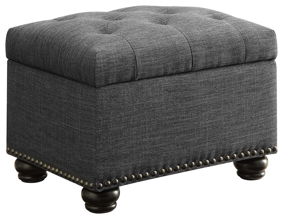 Elegant Button Tufted Storage Ottoman   Transitional   Footstools And Ottomans   by Imtinanz  LLC  Houzz