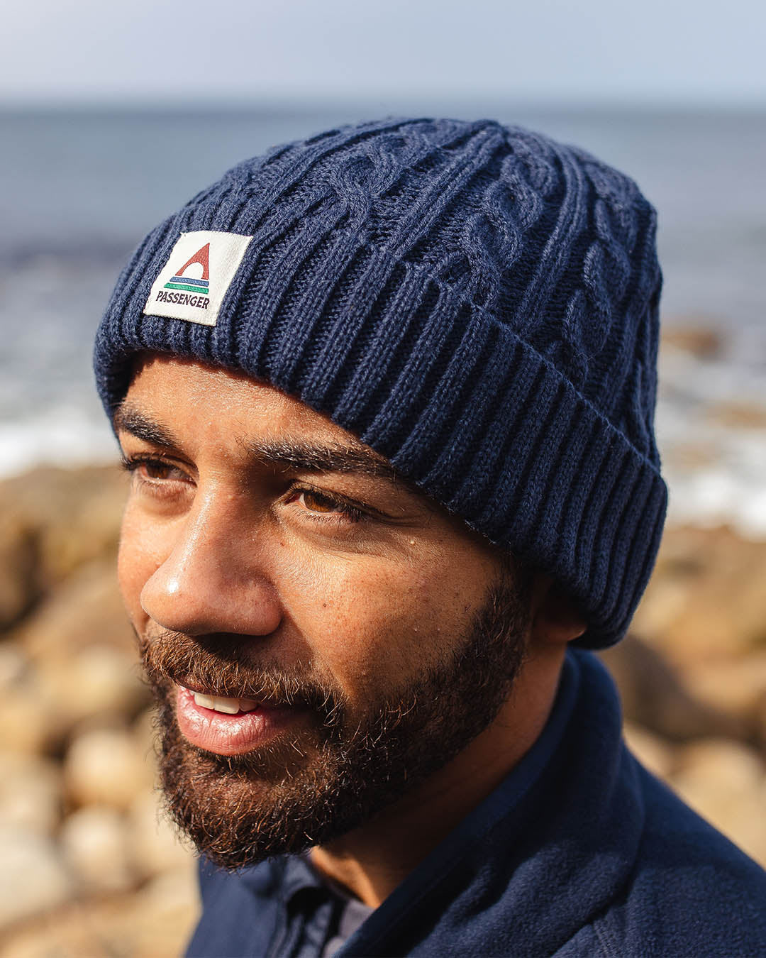 Fireside Cable Knit Beanie - Rich Navy