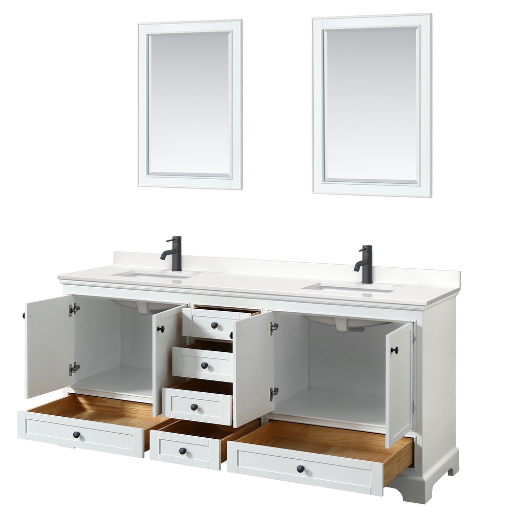 Deborah 80 inch Double Vanity  Quartz Top  24 inch Mirrors