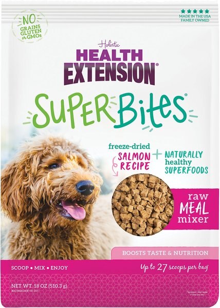 Health Extension Super Bites Salmon Recipe Freeze-Dried Raw Dog Food Mixer