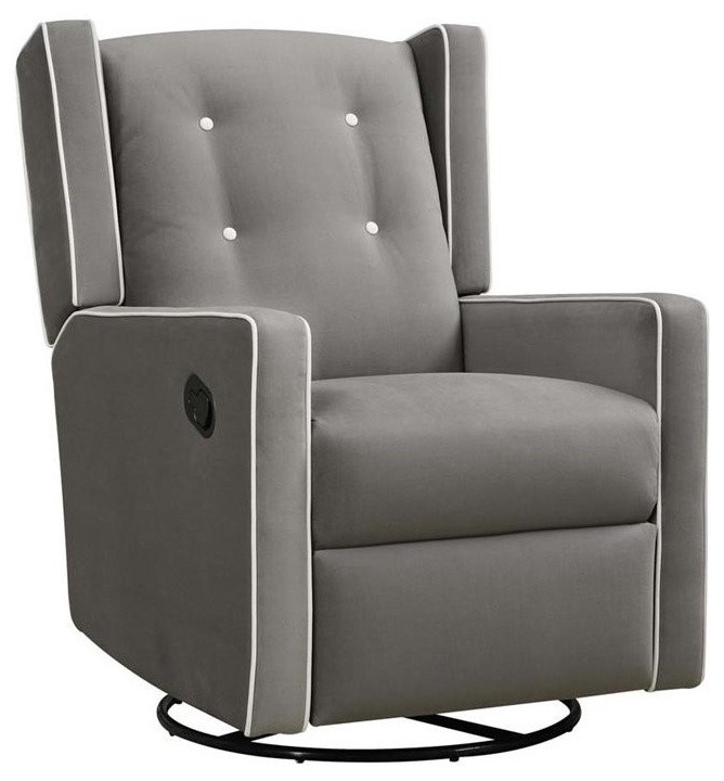 Baby Relax Mikayla Fabric Upholstered Swivel Gliding Recliner in Dark Gray   Transitional   Recliner Chairs   by Homesquare  Houzz