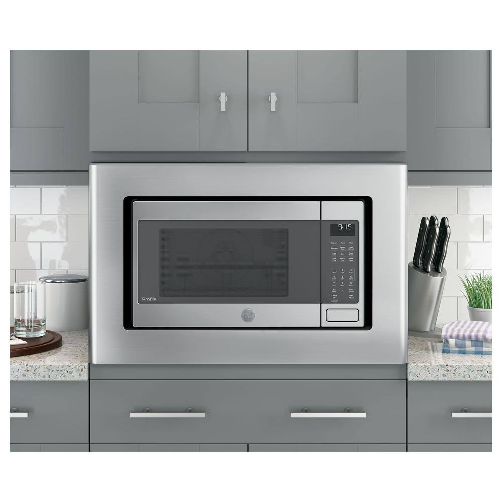 GE Microwave Optional 30 in. Built-In Trim Kit in Stainless Steel JX9153SJSS