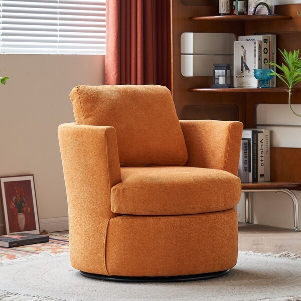 Swivel Barrel Chair，Comfy Round Accent Sofa Chair for Living Room，360 Degree Swivel Barrel Club Chair