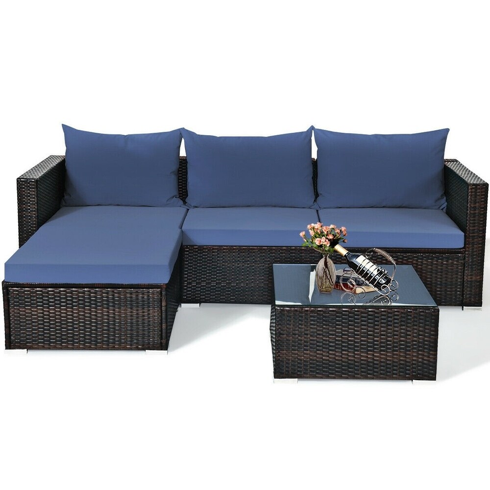 5Pcs Patio Rattan Furniture Set with Coffee Table   29\