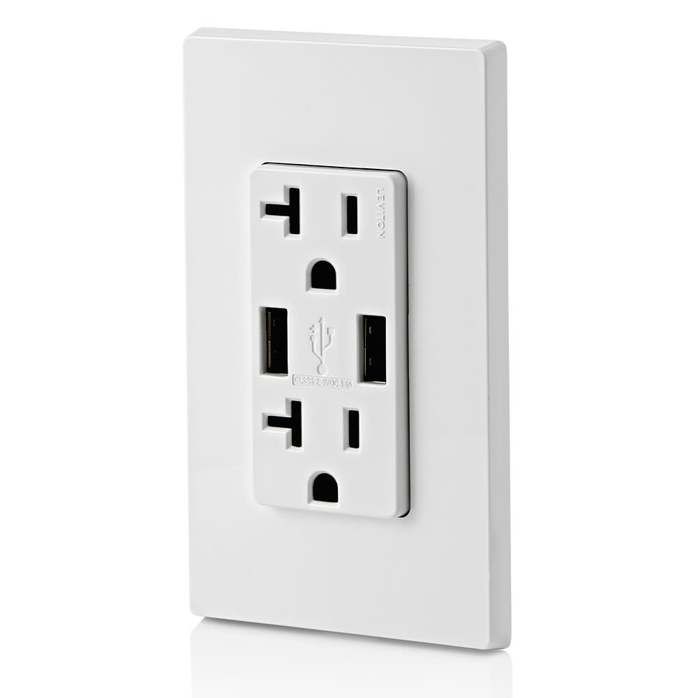 Leviton Combination Duplex Receptacle/Outlet 20A 125V White