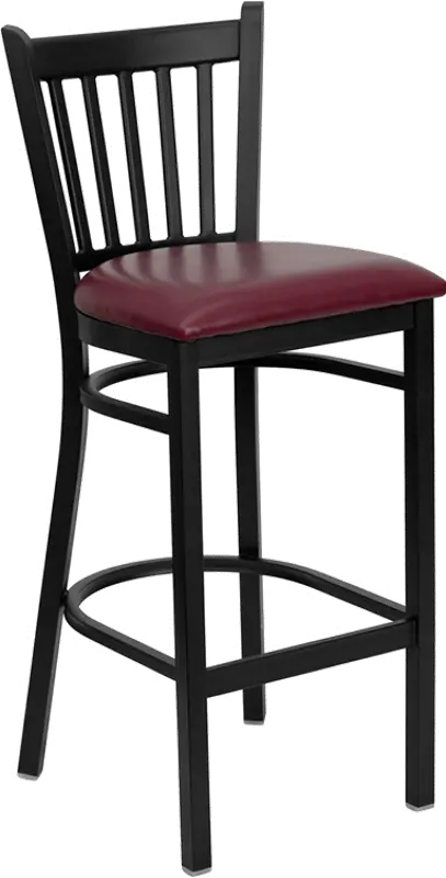 Hercules Burgundy and Black Metal Bar Stool