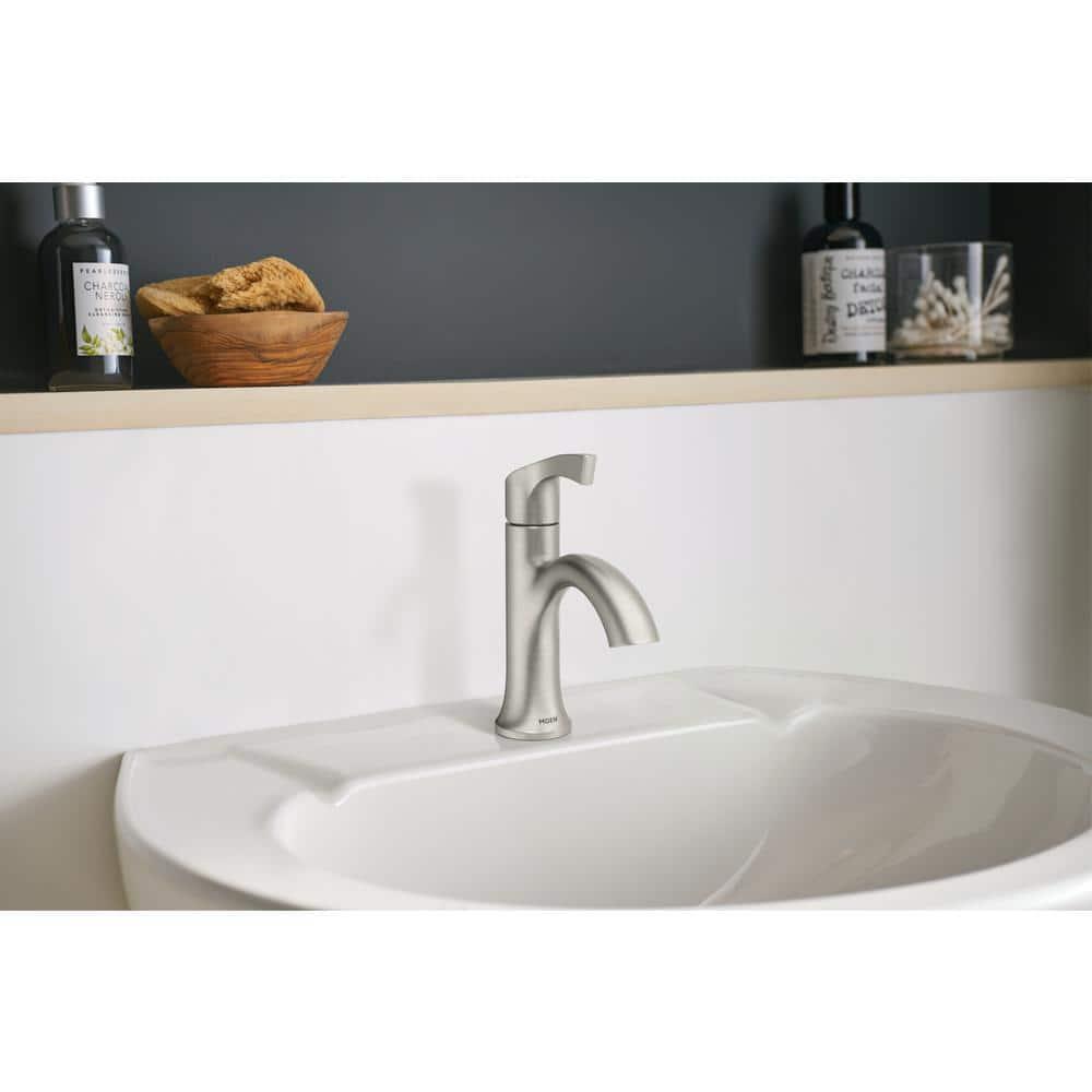 MOEN Korek Single Hole SingleHandle Bathroom Faucet with Deck Plate Included in Brushed Nickel