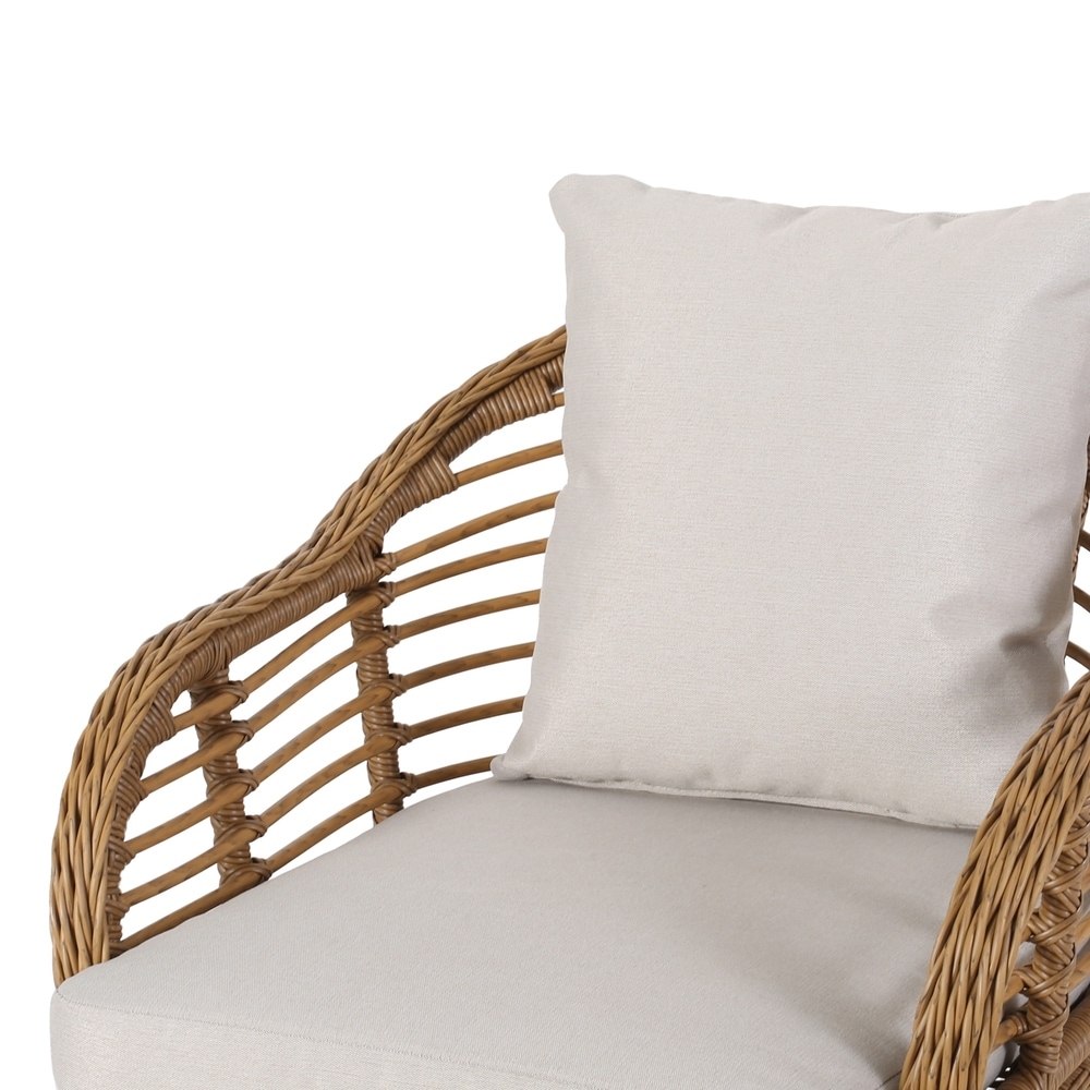 Tatiana Outdoor Wicker Club Chairs with Cushions (Set of 2) by Christopher Knight Home