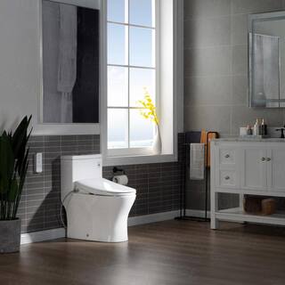 WOODBRIDGE Journey 1-Piece 1.1GPF1.6 GPF Dual Flush Elongated Toilet with Advance Smart Bidet Toilet in White HT0044