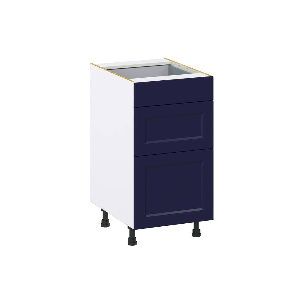 J COLLECTION Devon Painted Blue Shaker Assembled Base Kitchen Cabinet with 3 Drawers18 in. W x 34.5 in. H x 24 in. D DSB3D18-DV