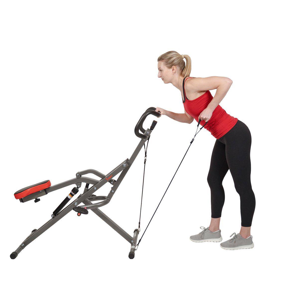 Sunny Health and Fitness Row-N-Ride PRO Squat Assist Trainer for Full Glute， Thigh， and Leg Workouts， SF-A020052