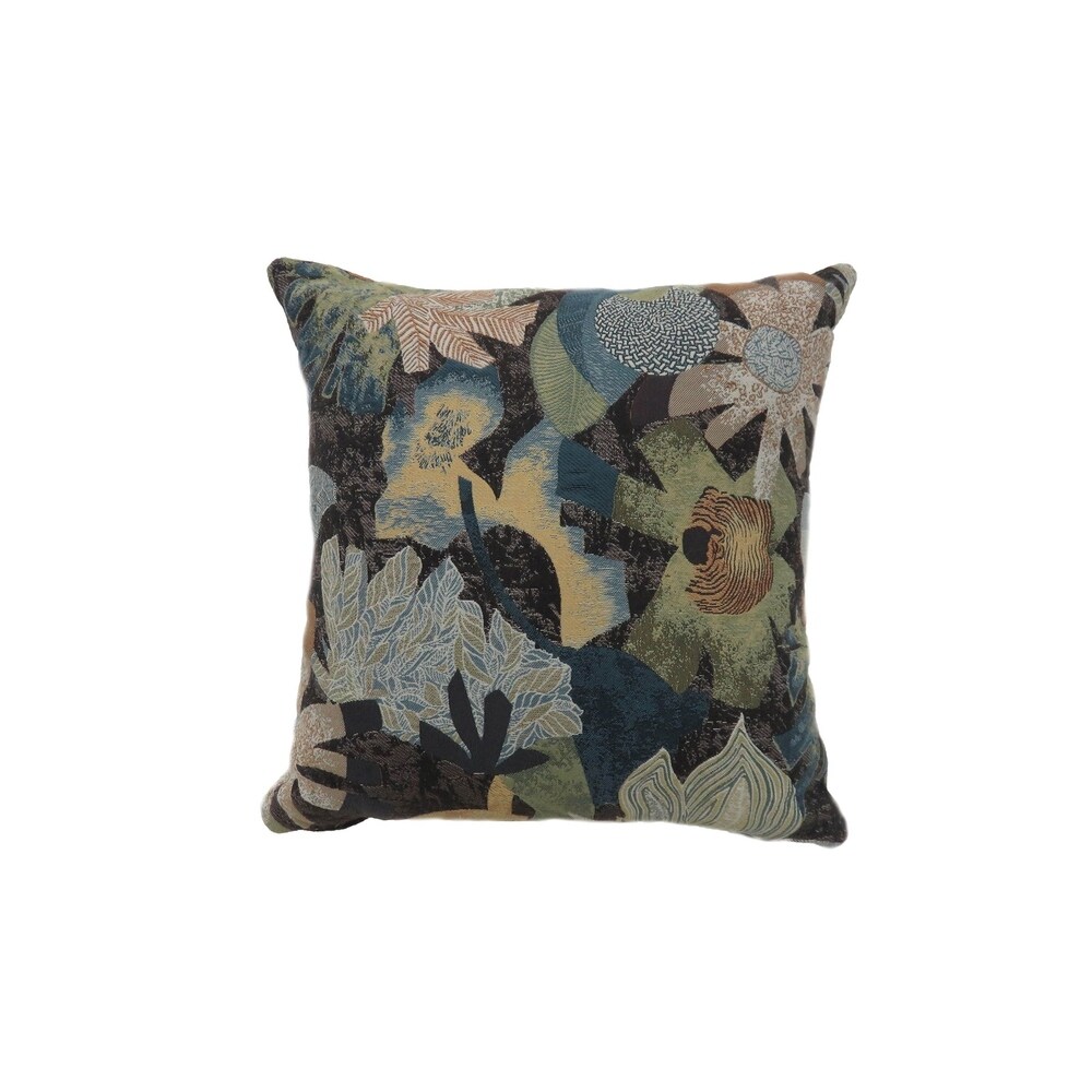 Contemporary Style Floral Designed Set of 2 Throw Pillows  Multicolor