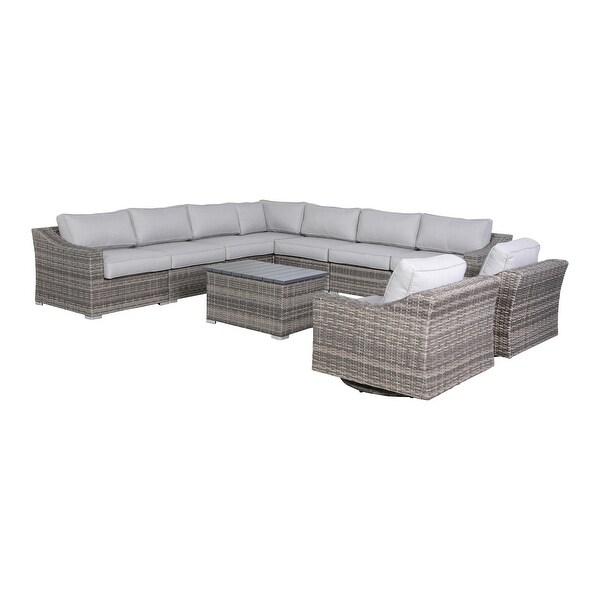 LSI 10 Piece Rattan Sectional Seating Group with Cushions