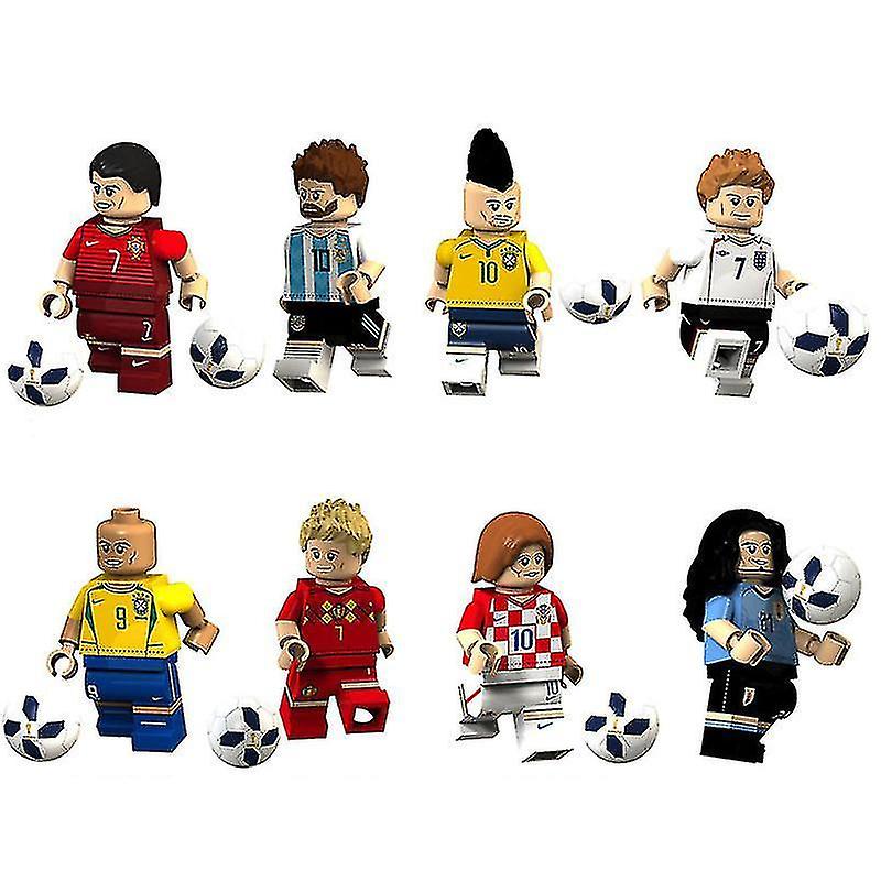 Football Messi Neymar Minifigure Assembled World Cup Football Team Building Block Toy 8pcs_a