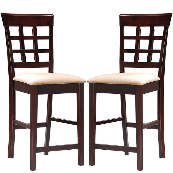 Classic Wood Lattice Design Counter Height Dining Stools (Set of 2)