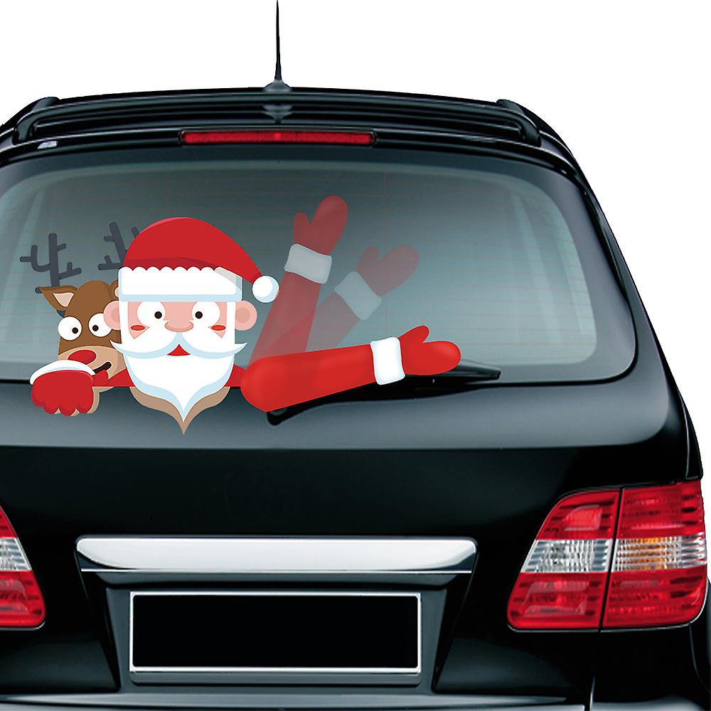 G Christmas Santa Claus Sticker Car Waving Rear Windshield Decal Sticker Wagging Wiper Sticker