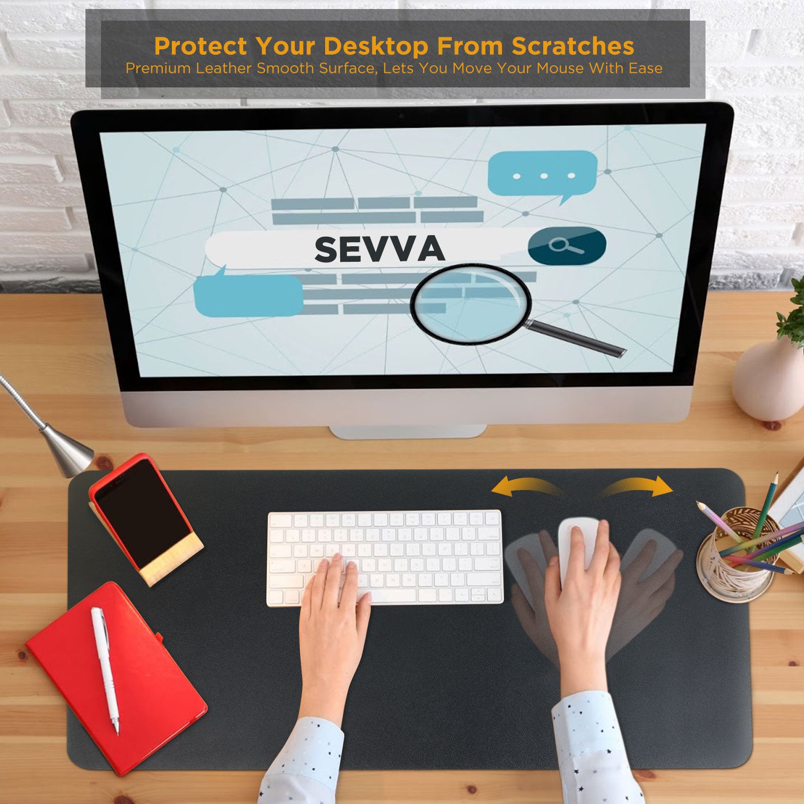 Desk Pad Protector，SEVVA Desk Mat and Mouse Pad，Large Gaming Mouse pad， 31.5