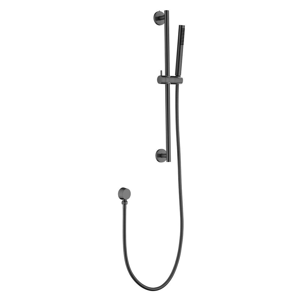 Flynama 28 in. Slide Bar and 59 in. Hose 1-Handle 1-Spray Wall Mounted Shower Faucet with Matt Black J-X-W127281864