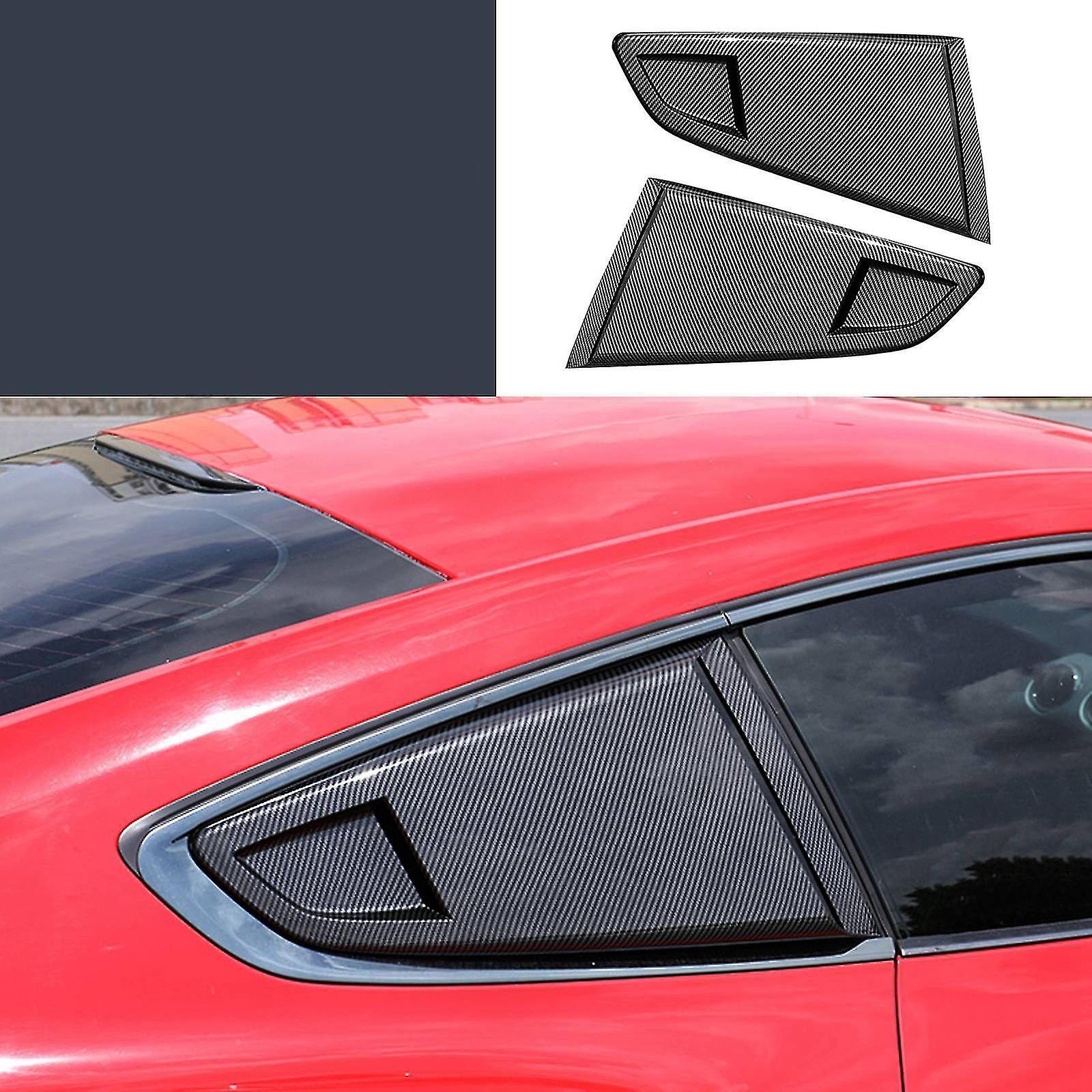 Carbon Fiber Look 1/4 Rear Side Vent Quarter Window Louver Shutter Cover Trim For 2015-2022