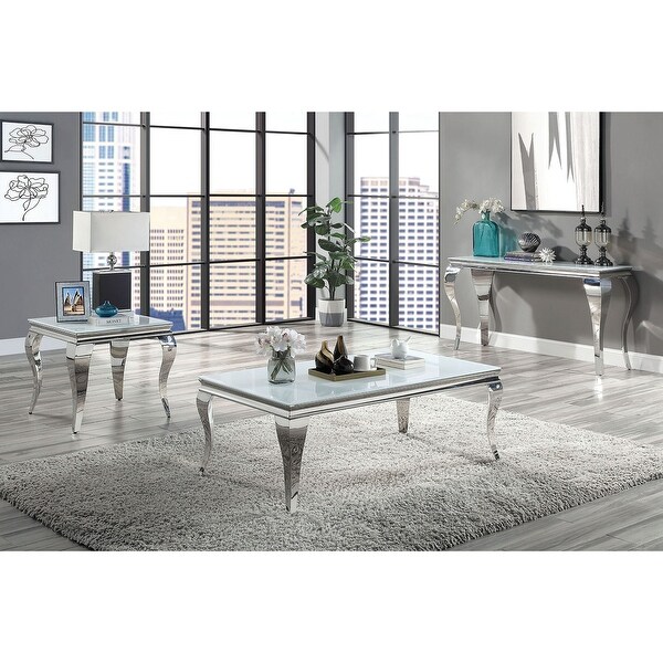 Furniture of America Kiermeyer Glam 55-in Glass Top Sofa Table