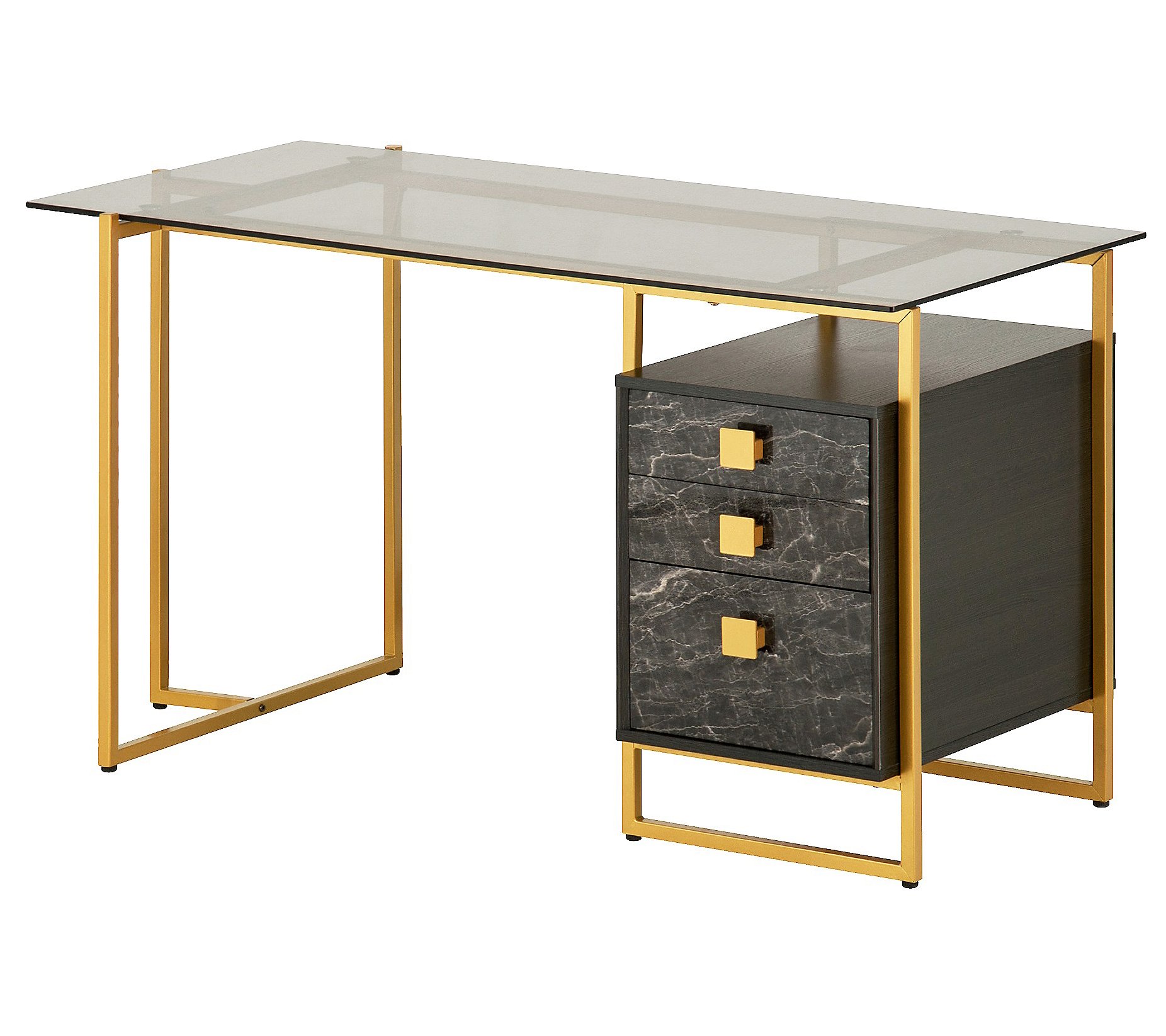 Techni Mobili Glass Top Computer Desk W Storage