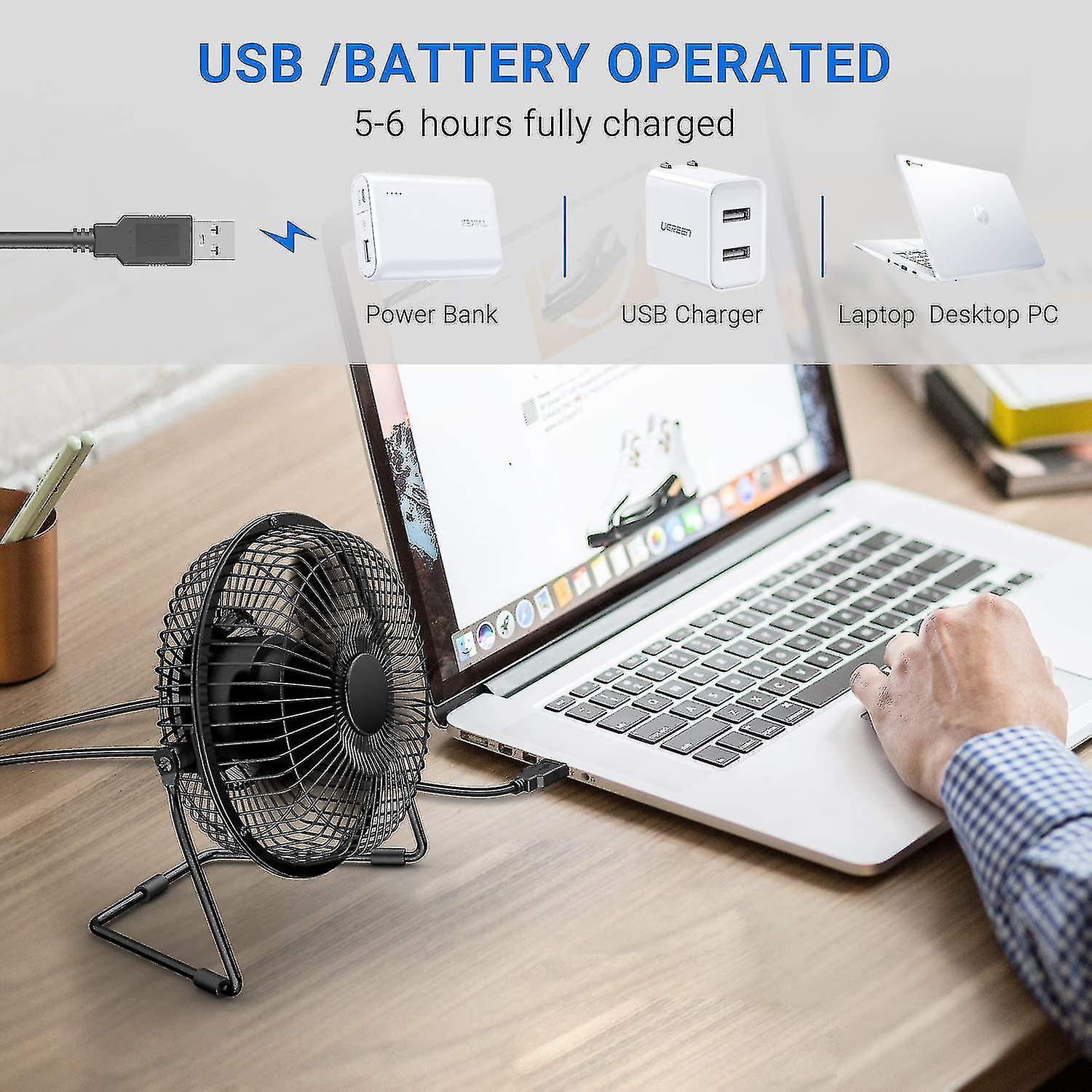 Mini Usb Fan， Portable Fan / Table Fan， 360 Degree Rotation， Personal Fan With Metal Brack