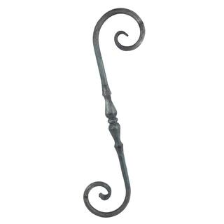 arteferro 17-34 in. x 4-516 in. x 12 in. Round Bar Center Boss With Forged Ends Raw Forged S-Scroll 13091