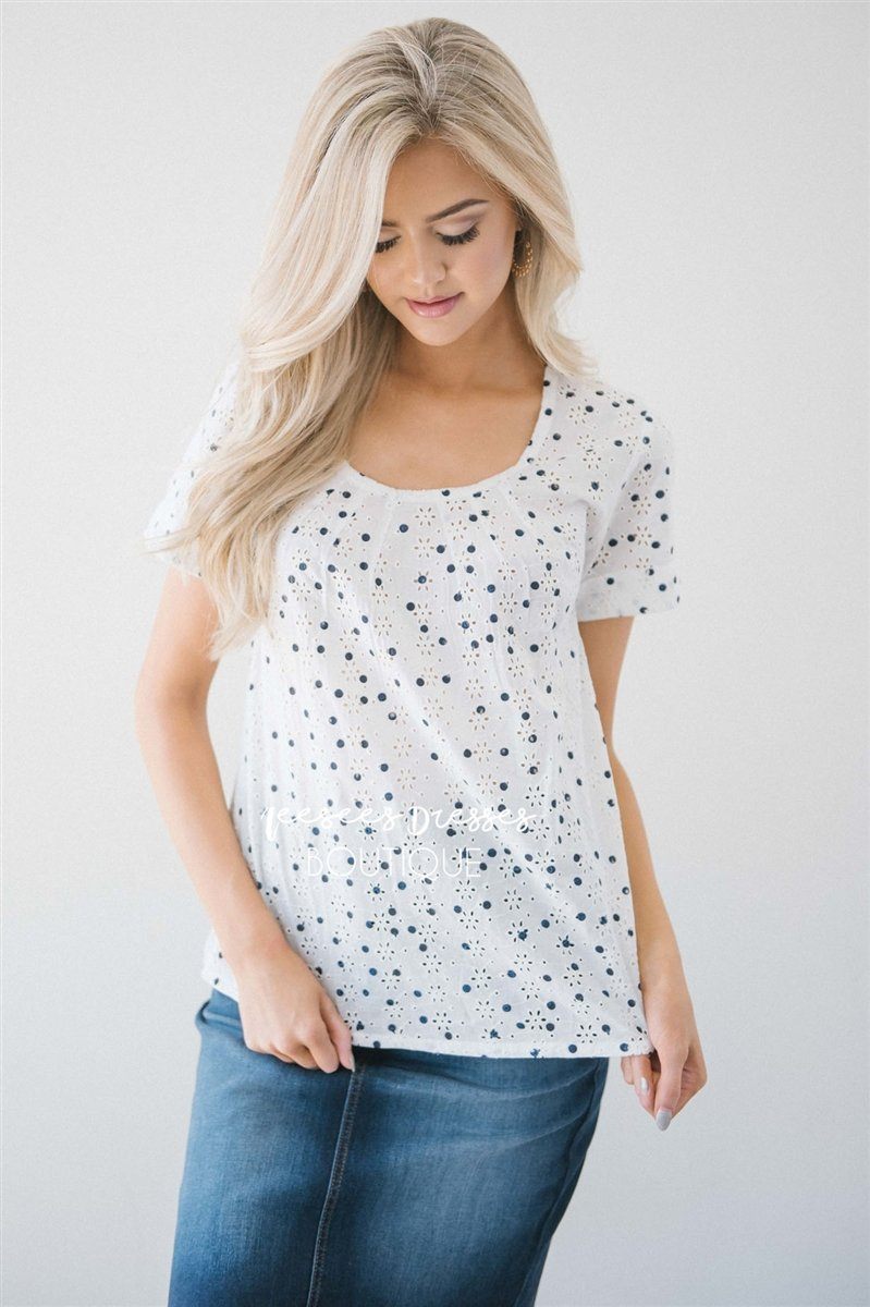 Eyelet Polka Dot Blouse