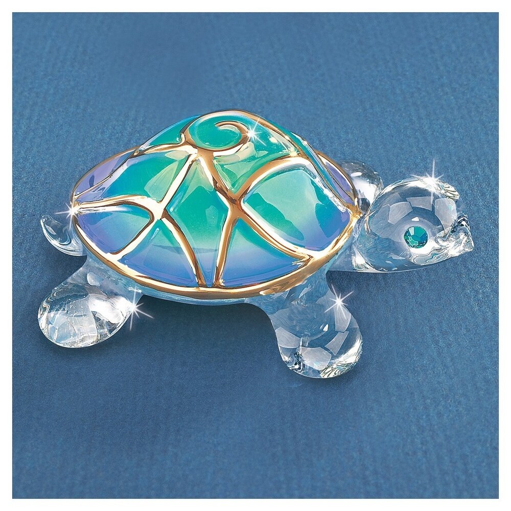 Curata Tiffany The Turtle Handcrafted Glass Figurine with 22k Gold Trim   3.5\