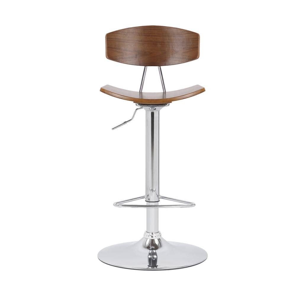 Armen Living Jett Adjustable Walnut and Chrome Adjustable Bar and Counter Height Stool LCJEBAWA