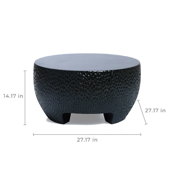 Mod Black Cement Round Outdoor Coffee Table