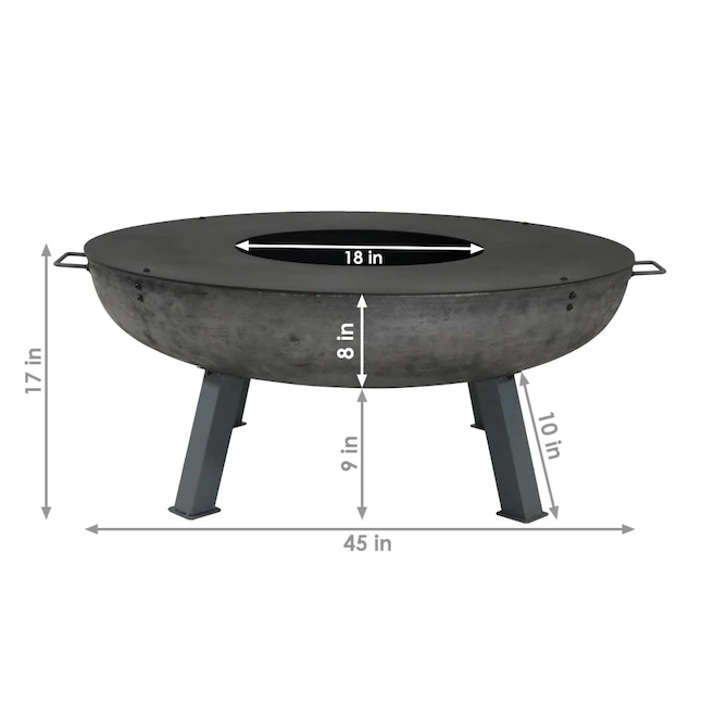 Sunnydaze Decor RCM-LG803 45-in W Gray Cast Iron Wood-Burning Fire Pit