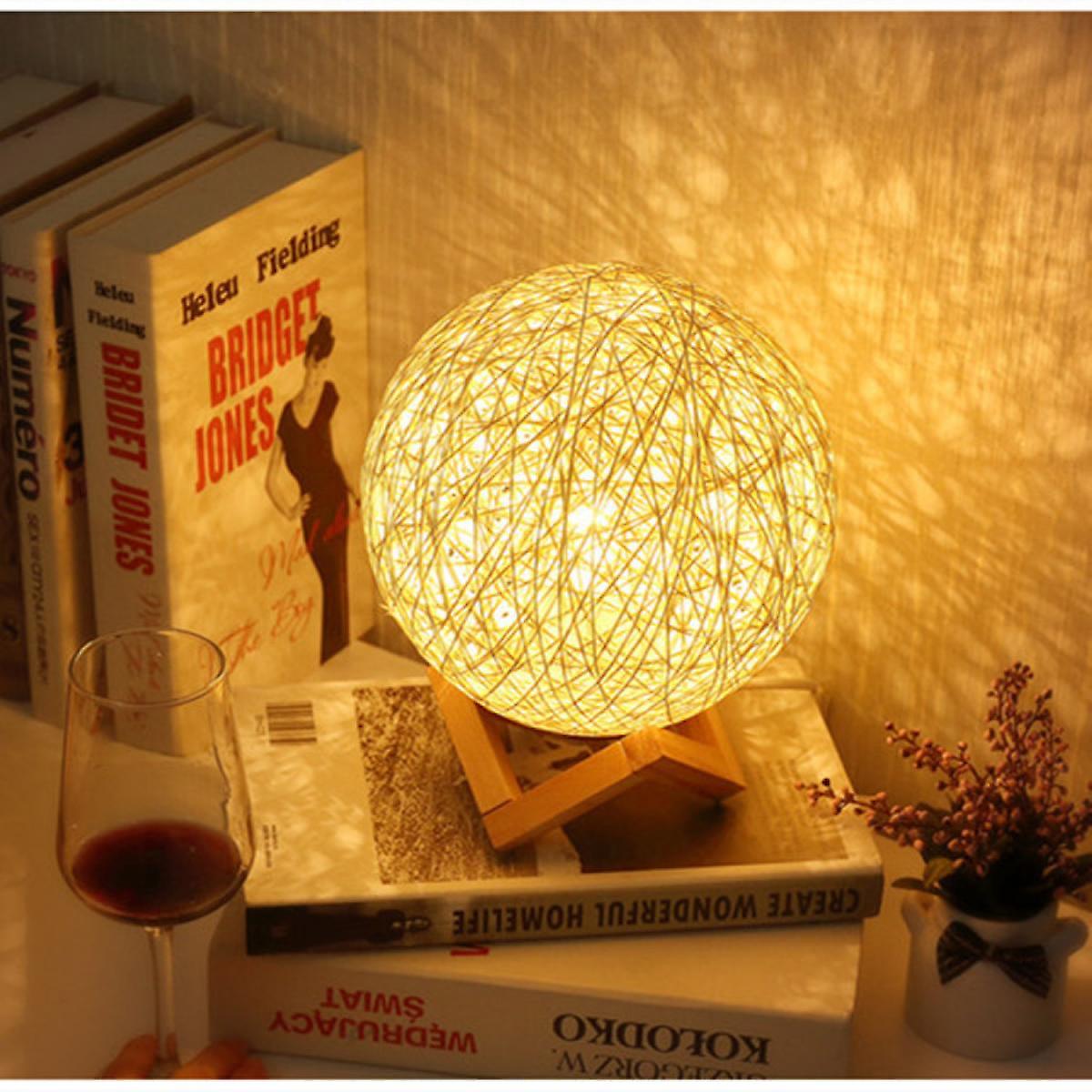 Led Rattan Ball Shape Night Light Creative Exquisite Night Lamp Romantic Desktop Decoration For Home Bedroom Living Room Decoration