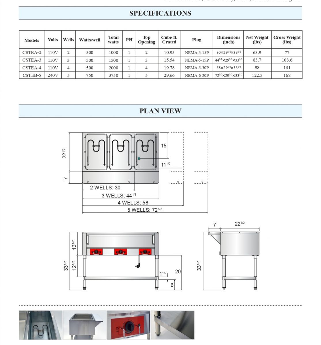 Commercial 4-well Food Warmer Steam Table Countertop Kitchen Supply NH-4