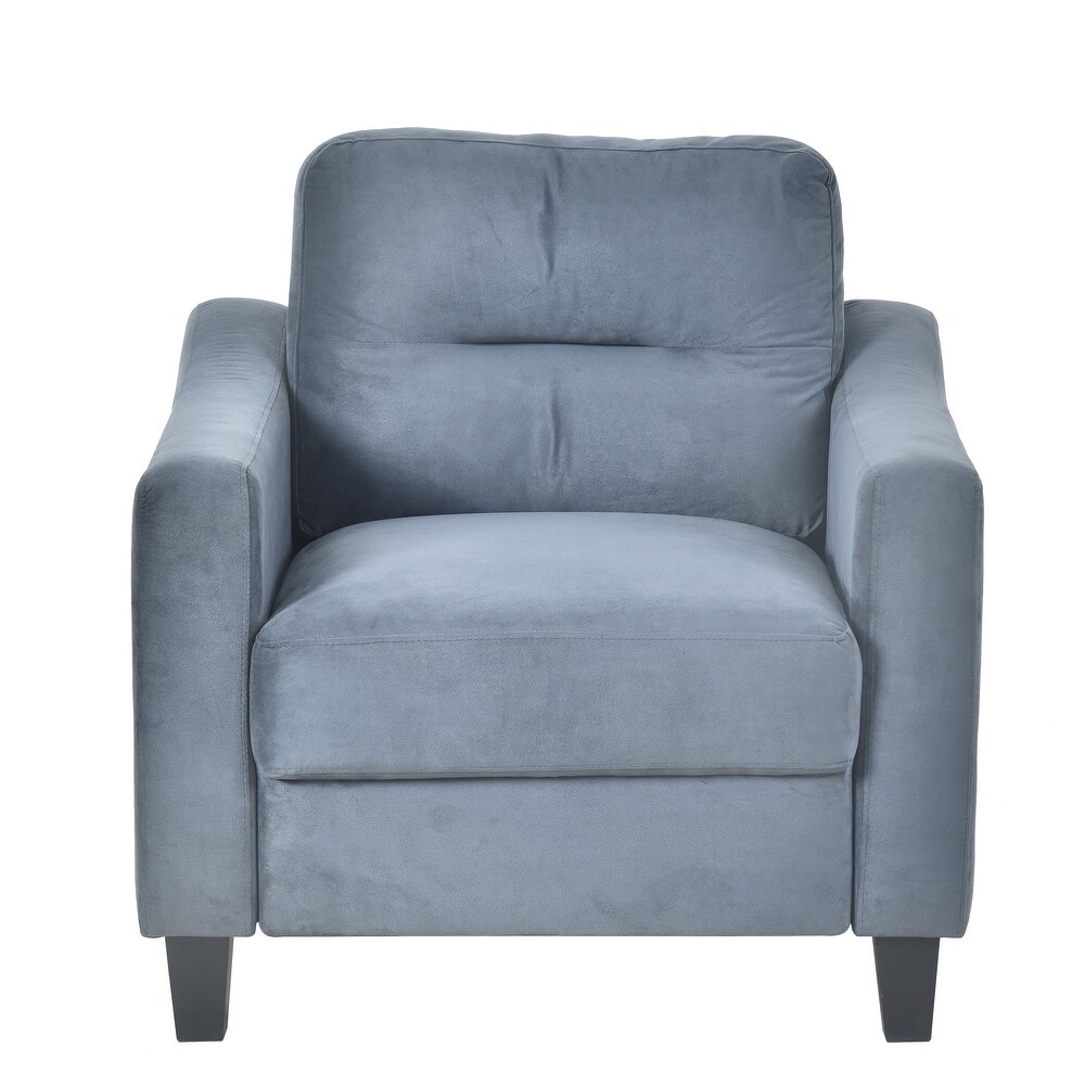 3 Seater/ Loveseat/ Single Sofa Chairs  Linen Fabric Upholstered Couch with Removable Cushions for Living Room  Blue Grey