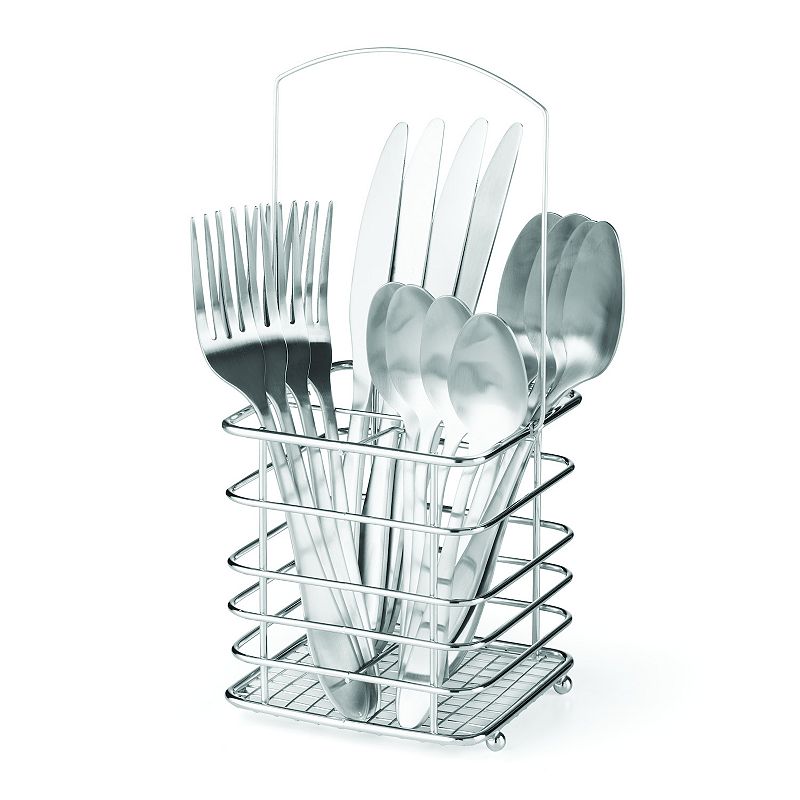 Cambridge Suji Satin 16-pc. Flatware Set with Chrome Storage Caddy