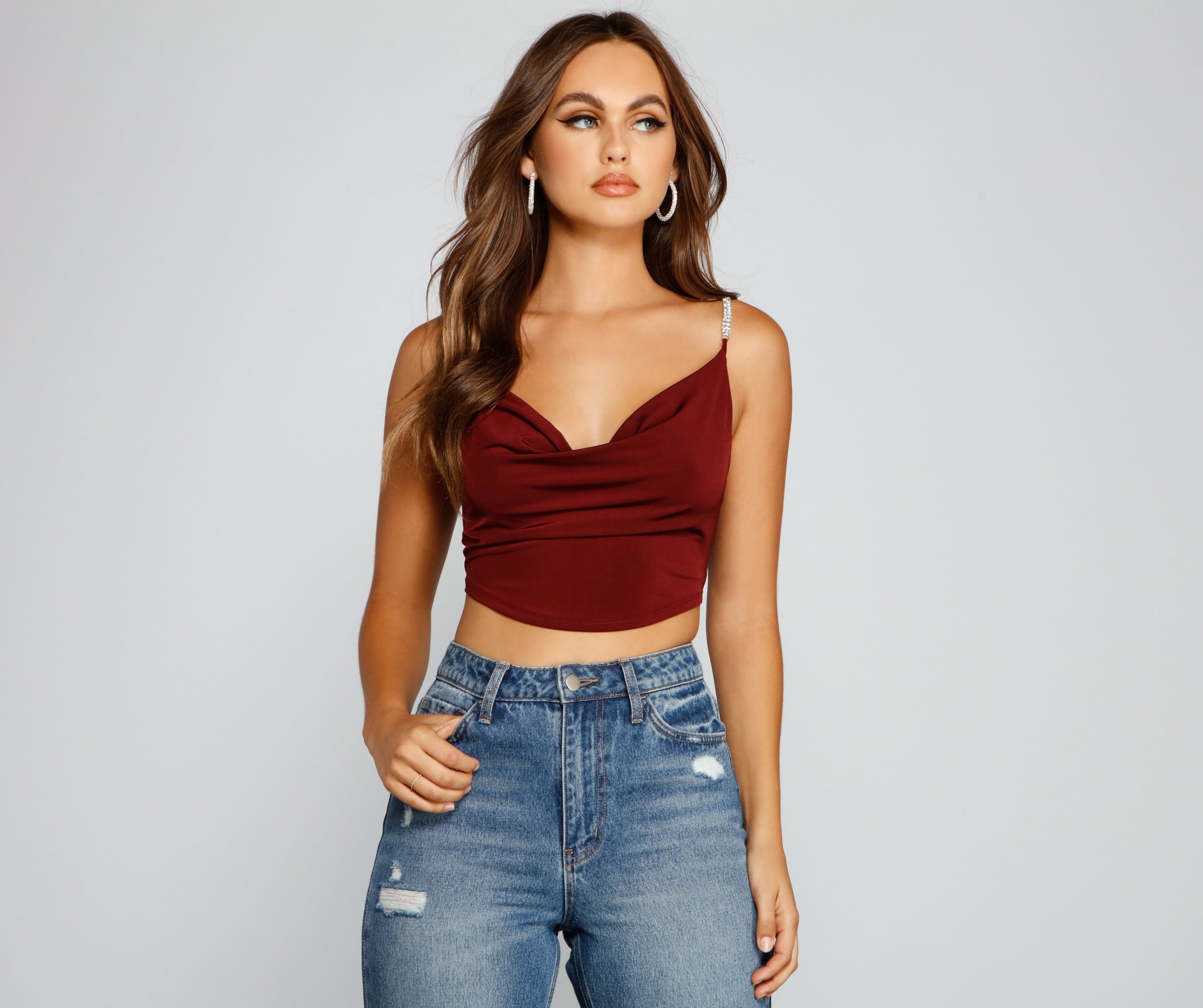 All That Glam Rhinestone Crop Top