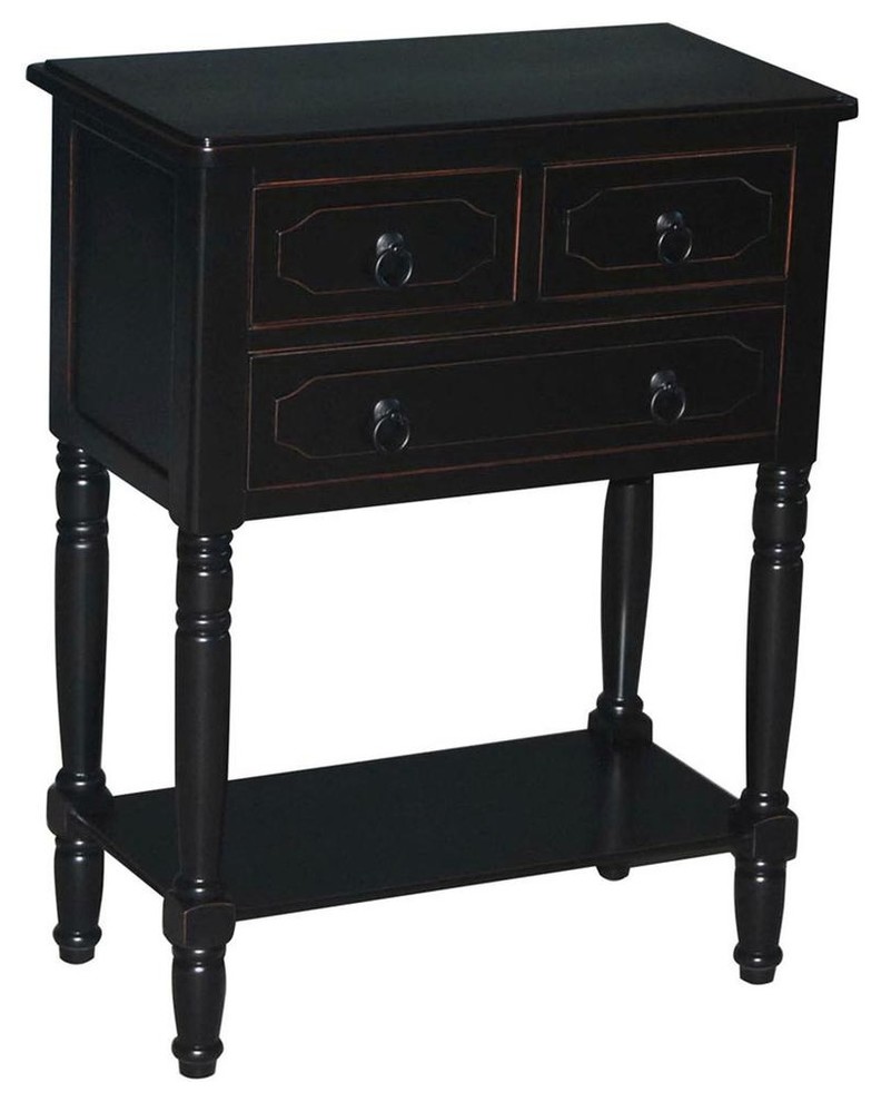 Simplicity 3 Drawer Chest  Black   Traditional   Accent Chests And Cabinets   by Beyond Stores  Houzz