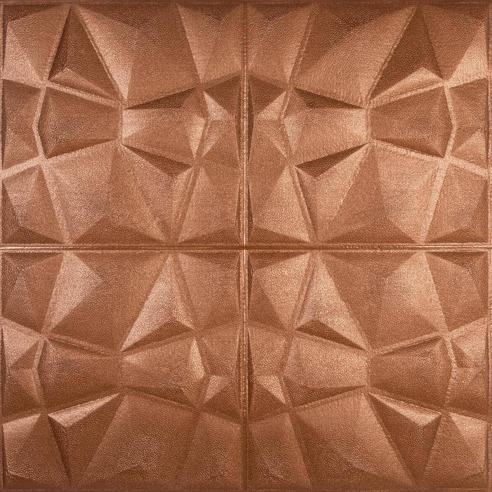 Dundee Deco Falkirk Jura II 13 in. 28 in. x 28 in. Peel and Stick Copper Bronze Diamond PE Foam Decorative Wall Paneling (10-Pack) HDJN-R116-10