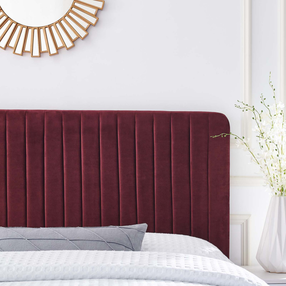 Milenna Channel Tufted Performance Velvet King/Cal King Headboard   Contemporary   Headboards   by ShopFreely  Houzz