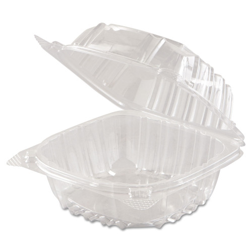 Dart ClearSeal Hinged-Lid Plastic Containers， 5.8 x 6 x 3， Clear， Plastic， 125/Pack， 4 Packs/Carton (C57PST1)