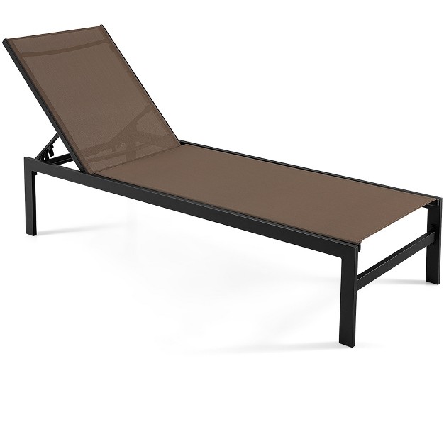 Tangkula Aluminum Patio Chaise Lounge Outdoor Adjustable Lounge Chair W 6 position Backrest