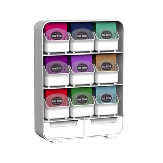 Mind Reader Baggy 9-Drawer 135-Bag White Tea Storage Holder tborg-wht