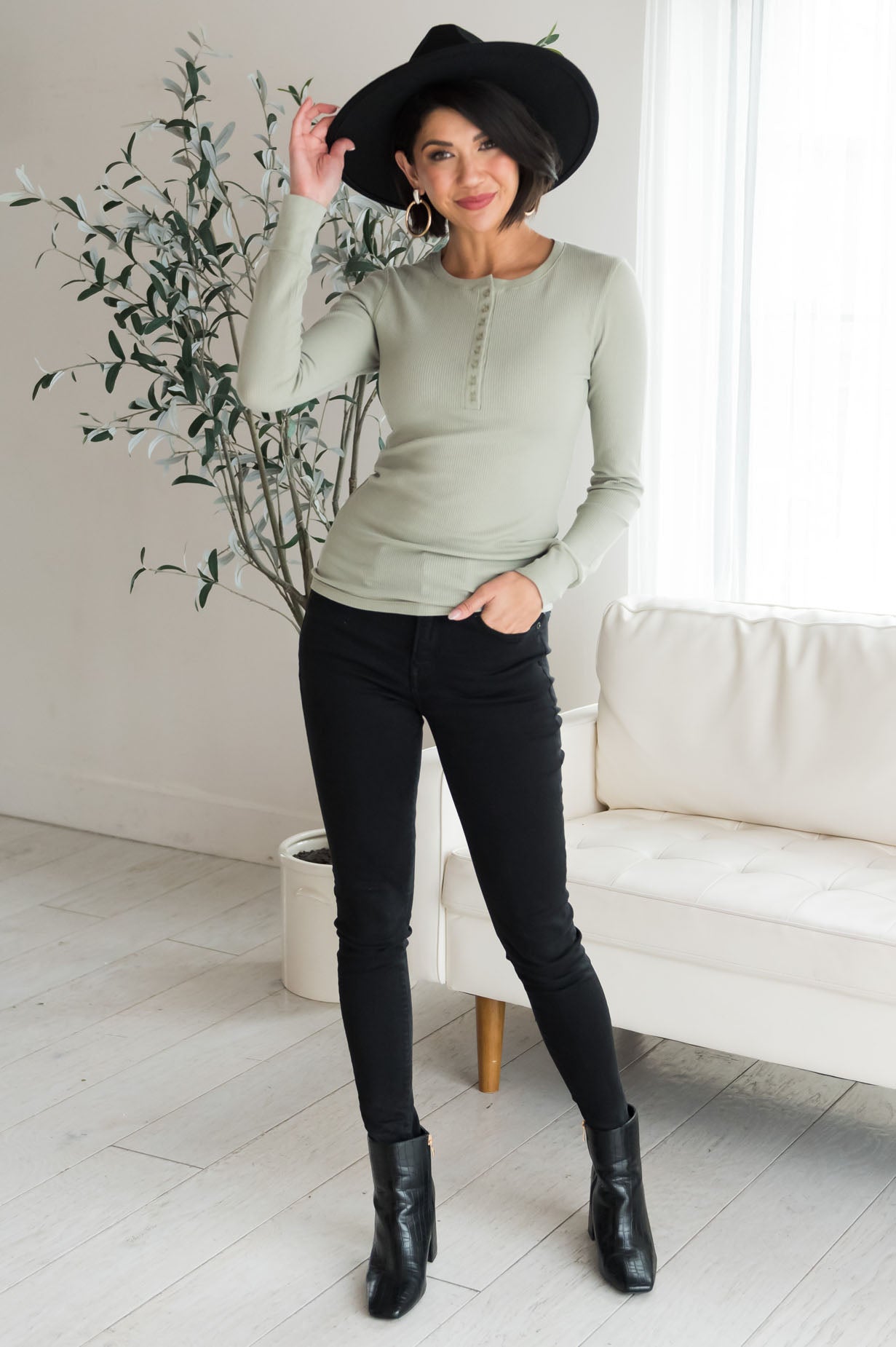 Changing Skies Modest Thermal Henley Top