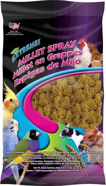 Brown's Extreme! Natural Spray Millet Bird Treat， 4-oz bag， 7 count