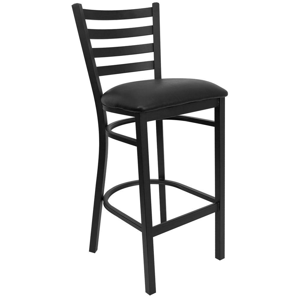 Flash Furniture 30 in. Black Cushioned Metal Bar Stool XUDG697BBARBKV