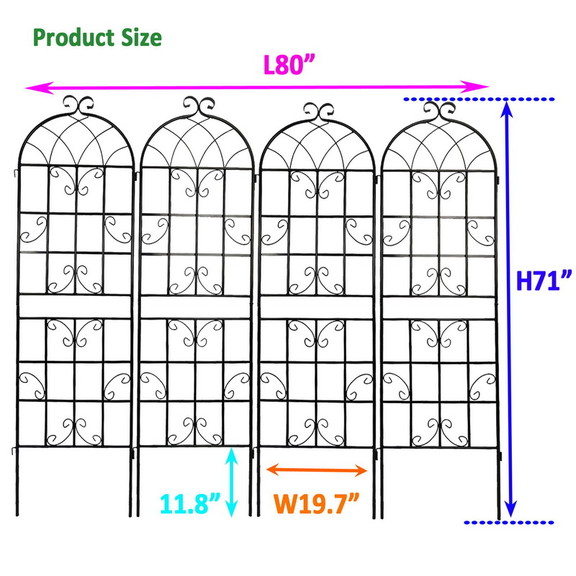 4 Pack Metal Garden Trellis 71 x 19.7 Rustproof ...