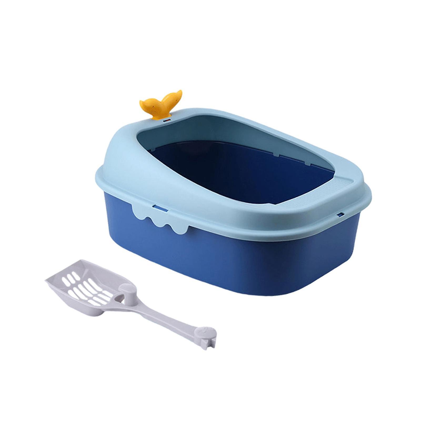 Kitten Toilet Open Top Pet Litter Tray Kitty Litter Pan For Cats Dog Kittens Blue S