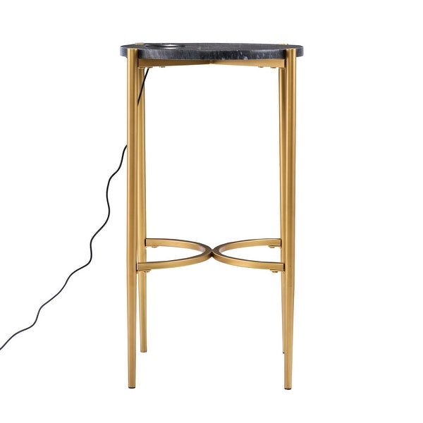 SEI Furniture Carey Contemporary Black Stone Side Table